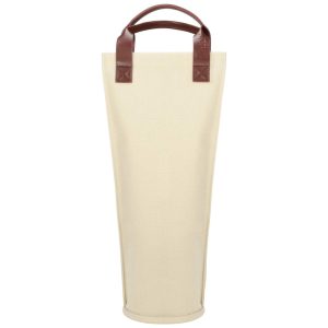 Bolsa Térmica para Garrafa de Vinho Tirrinia Bege em Lona Design Elegante para Viagens Piqueniques e Presentes