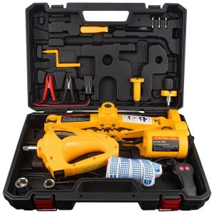 Macaco Elétrico Automotivo 12V 3 Toneladas com Kit de Emergência E HEELP Amarelo