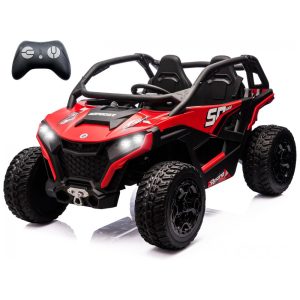 Carrinho Elétrico Infantil 4x4 Sopbost XL 24V 10Ah 2 Lugares 4 Motores 75W Controle Remoto Suspensão Molas Bluetooth Vermelho