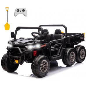 Caminhão Basculante Infantil Elétrico Sopbost Preto 24V 2 Lugares 4 Motores 75W Caçamba Automática 4WD Pneus EVA Controle Bluetooth