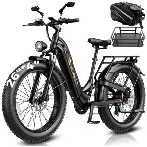 Bicicleta elétrica Jasion Thunder PRO ST preto obsidian pneus 26x4 motor 1200W nominal 2000W pico bateria 52V 20Ah 1040Wh suspensão total 7 marchas 110V