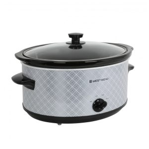 Panela elétrica slow cooker West Bend 6L cerâmica oval prata tampa de vidro 3 temperaturas 330W 110V