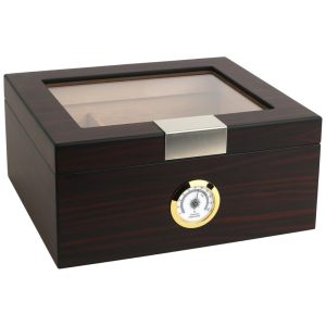 Umidor de Luxo para Charutos - Armazenamento Sofisticado para 25-50 Charutos com Medidor de Umidade e Umidificador Caixa de Cedro -Mantello Cigars