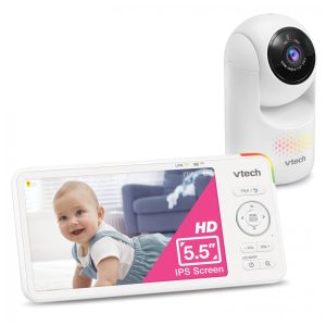 Babá Eletrônica para Bebê VTech 13 cm IPS 720P com Câmera e Áudio Giro Inclinação Zoom Luz Noturna Conversa Bidirecional Canções de Ninar