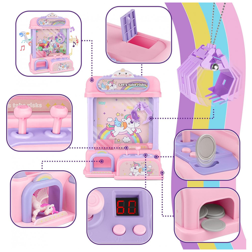 Máquina de Garra BTEC Rosa Mini Arcade com Brinquedos e Doces para crianças 4 a 9 Anos - Imagem 3