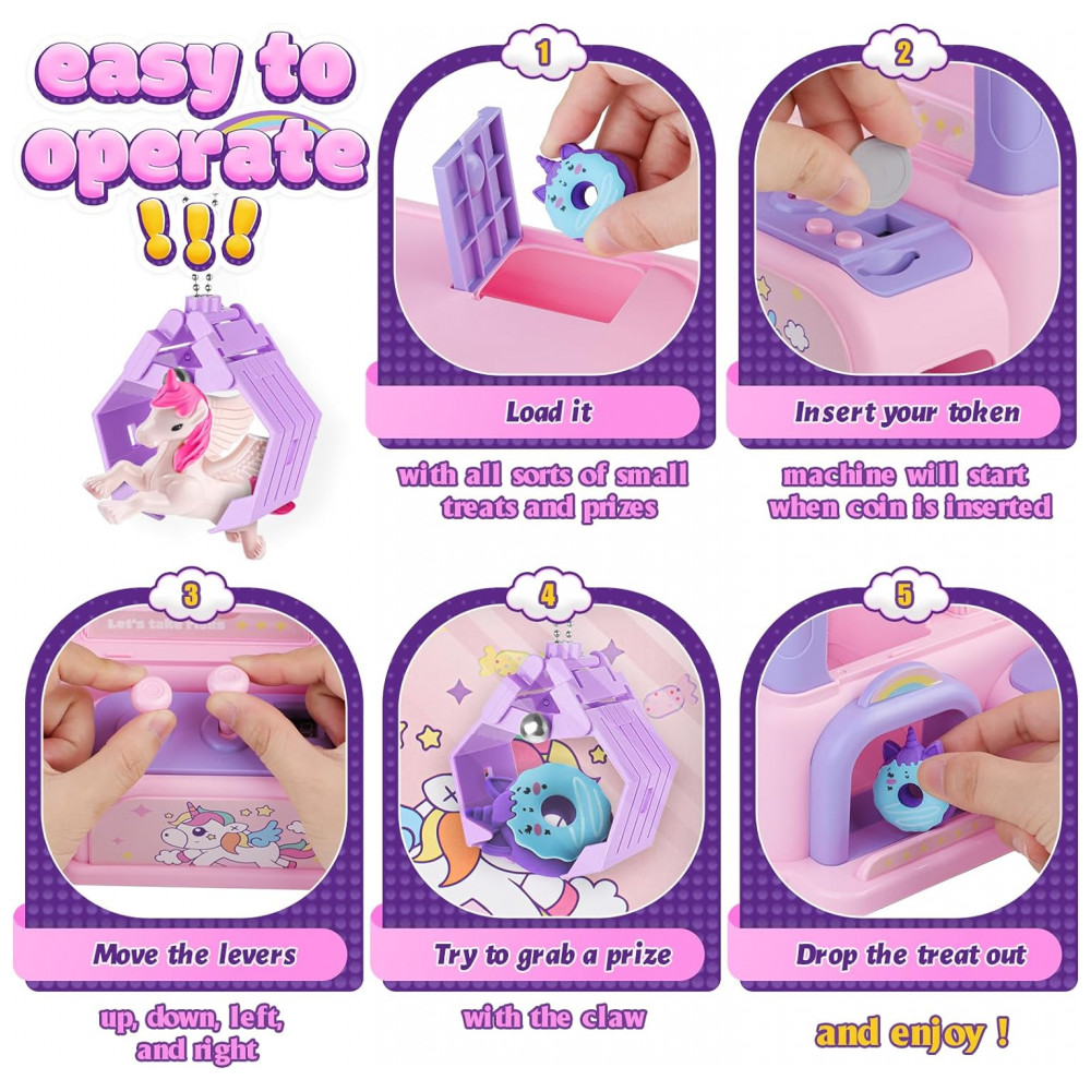 Máquina de Garra BTEC Rosa Mini Arcade com Brinquedos e Doces para crianças 4 a 9 Anos - Imagem 4