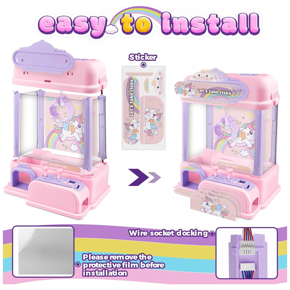 Máquina de Garra BTEC Rosa Mini Arcade com Brinquedos e Doces para crianças 4 a 9 Anos - Imagem 5