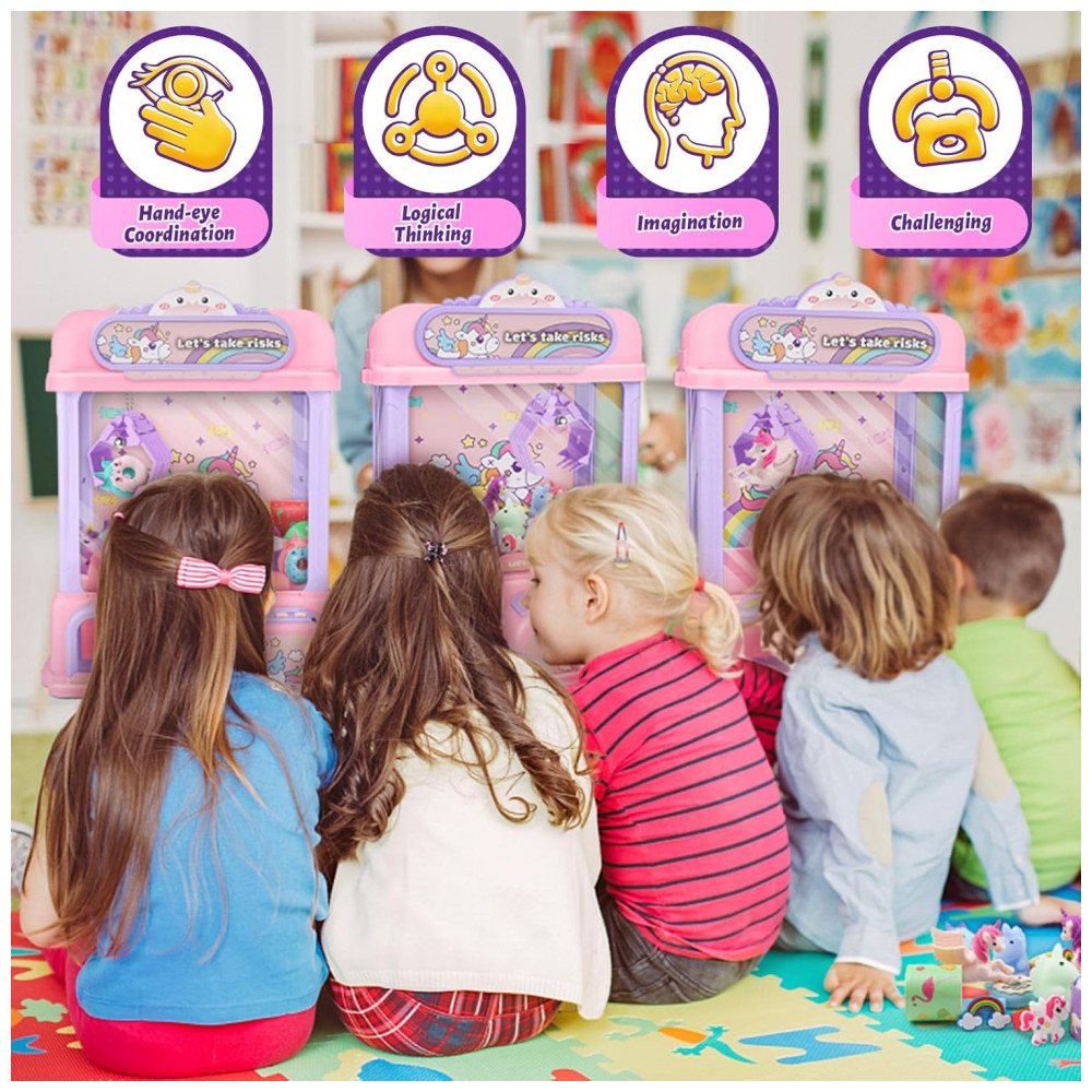 Máquina de Garra BTEC Rosa Mini Arcade com Brinquedos e Doces para crianças 4 a 9 Anos - Imagem 7
