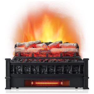 Lareira Elétrica Ecológica 20" 50 cm com Cama de Brasa de Bétula Realista Temperatura Ajustável e Proteção Contra Superaquecimento 110V 1500W Tangkula Preta
