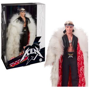 Boneco Ken Colecionável Barbie The Movie com Casaco de Pele Sintético Colete de Franjas Pretas e Bandana Barbie