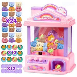 ROHSCE Mini Máquina de Garra Rosa para Crianças | Brinquedo Arcade Elétrico com LED e Som Ajustável Presente de Aniversário para Meninas 4+