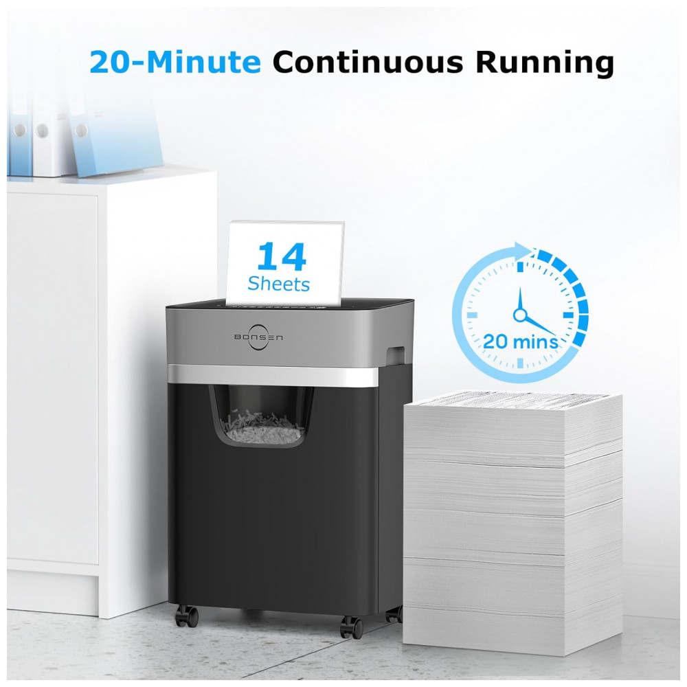 Trituradora de Papel BONSEN 14 Folhas e 50 Folhas de Lubrificante - Imagem 3