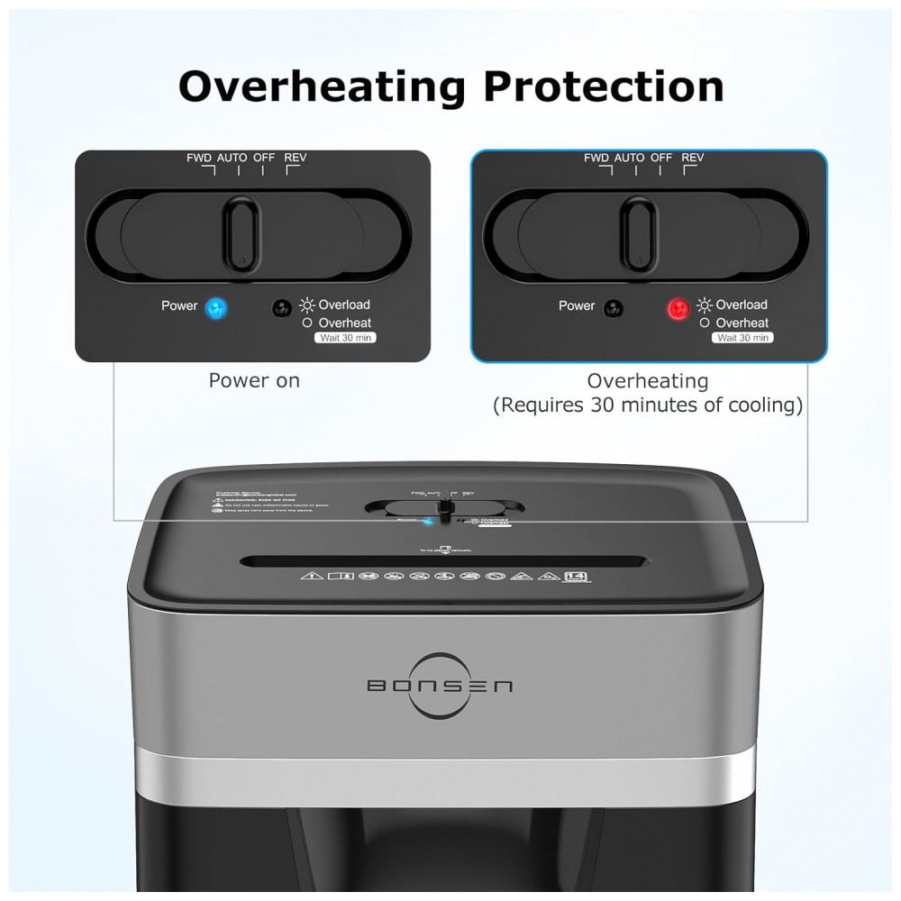 Trituradora de Papel BONSEN 14 Folhas e 50 Folhas de Lubrificante - Imagem 6