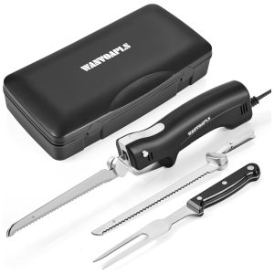 Conjunto de Facas Elétricas com Lâminas de Aço Inoxidável Cordão de Alimentação de 152cm para Cortar Carne AvesPão Ideal para Presente Wanvoapls