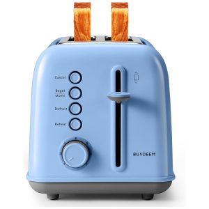 Torradeira BUYDEEM DT620 Azul 2 Fatias com Fendas Largas Função Bagel e Muffin Bandeja de Migalhas Removível e 7 Níveis de Tostagem 110V