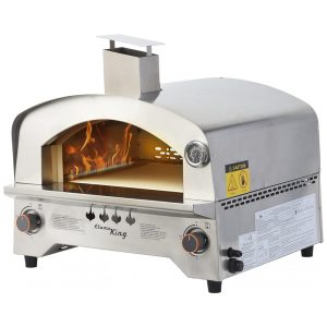 Forno de Pizza a Gás Portátil Aço Inoxidável Flame King Prata