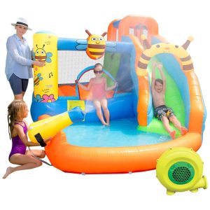 Parque Aquático Inflável e Casa de Saltos com Tema de Abelha - Diversão Molhada e Seca para Crianças!Doctor Dolphin
