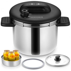 Panela de Pressão em Aço Inoxidável KOCH SYSTEME CS 63 litros Olla de Pressão Trava Easy OnePress 3 Configurações de Pressão 3 PSI