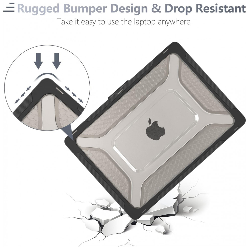 Capa Rígida Batianda Honeycomb MacBook Air 136" Cinza-Rocha – Modelos A2681 A3113 A3240 com Suporte Dobrável e Proteção Completa - Imagem 5