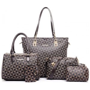 Conjunto de Bolsas Femininas 6 Peças com Carteira 2E youth Marrom