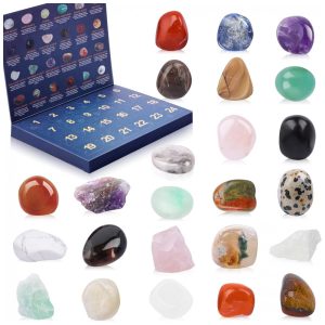 Calendário do Advento de Cristais 2025 para Crianças 24 Pedras de Cura de Gemas Naturais Calendário do Advento com Rochas e MineraisVVSBPL