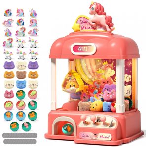 Máquina de Garra AIQI Unicorns 60 Peças para Crianças com Luzes Som e Dispensador de Brinquedos e Doces