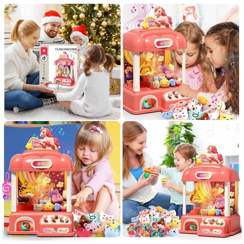 Máquina de Garra AIQI Unicorns 60 Peças para Crianças com Luzes, Som e Dispensador de Brinquedos e Doces - Imagem 6