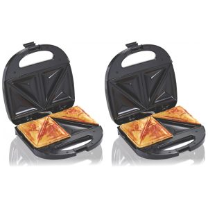 Máquina de Sanduíche Hamilton Beach Elétrica com Placas Antiaderentes Livres de PFAS Prepara Sanduíches Recheados Omeletes Compacta