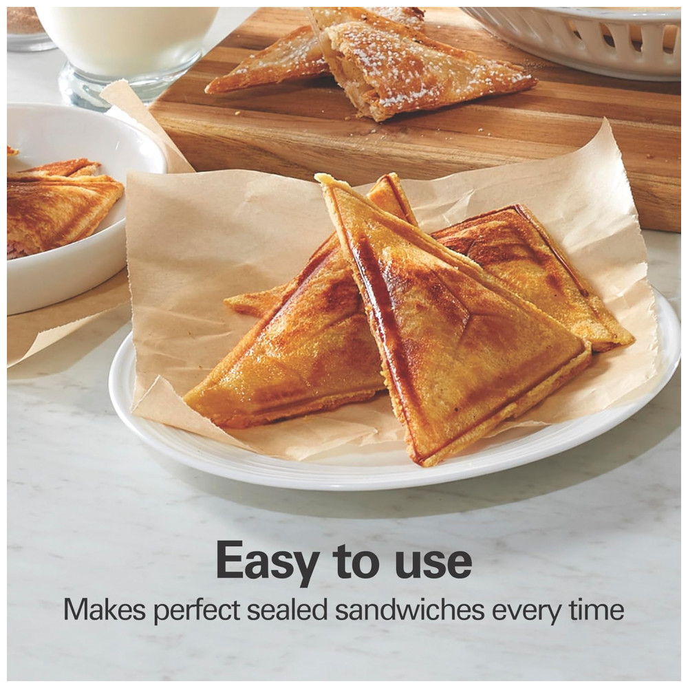 Máquina de Sanduíche Hamilton Beach Elétrica com Placas Antiaderentes Livres de PFAS, Prepara Sanduíches Recheados, Omeletes, Compacta - Imagem 3