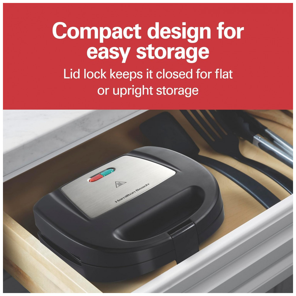 Máquina de Sanduíche Hamilton Beach Elétrica com Placas Antiaderentes Livres de PFAS, Prepara Sanduíches Recheados, Omeletes, Compacta - Imagem 6