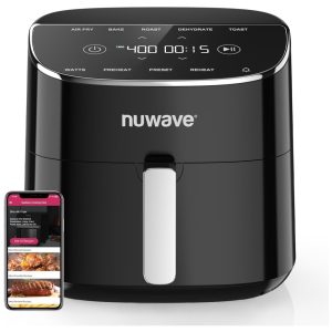 Fritadeira de Ar Nuwave Brio Plus 8 Litros - Nova Versão Aprimorada - Livre de Substâncias Tóxicas - 7 Funções de Cozimento - Fritar Assar Grelhar Desidratar