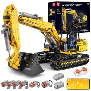 Kit de Construção Escavadeira com 1830 Peças para Crianças Mould King Amarela