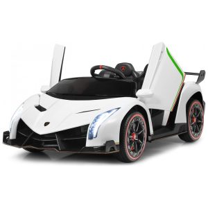 Carro Elétrico Infantil Lamborghini Licenciado 12V 2 Lugares 2 Motores 240W Controle Remoto 2.4G Música Bluetooth Branco