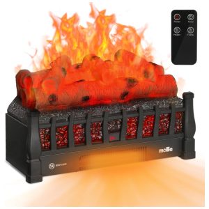 Lareira Elétrica Ecológica 20" 50cm com Controle Remoto Efeito de Chama Realista e Temporizador 110V 1500W Mollie Preta