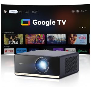 Projetor Wanbo X5 Pro Google TV 4K com 1100 ANSI Lumens WiFi e Bluetooth Projetor Inteligente para Casa ao Ar Livre Foco Automático Keystone HDMI