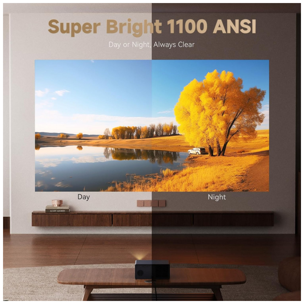 Projetor Wanbo X5 Pro Google TV 4K com 1100 ANSI Lumens, WiFi e Bluetooth, Projetor Inteligente para Casa ao Ar Livre, Foco Automático Keystone, HDMI - Imagem 3