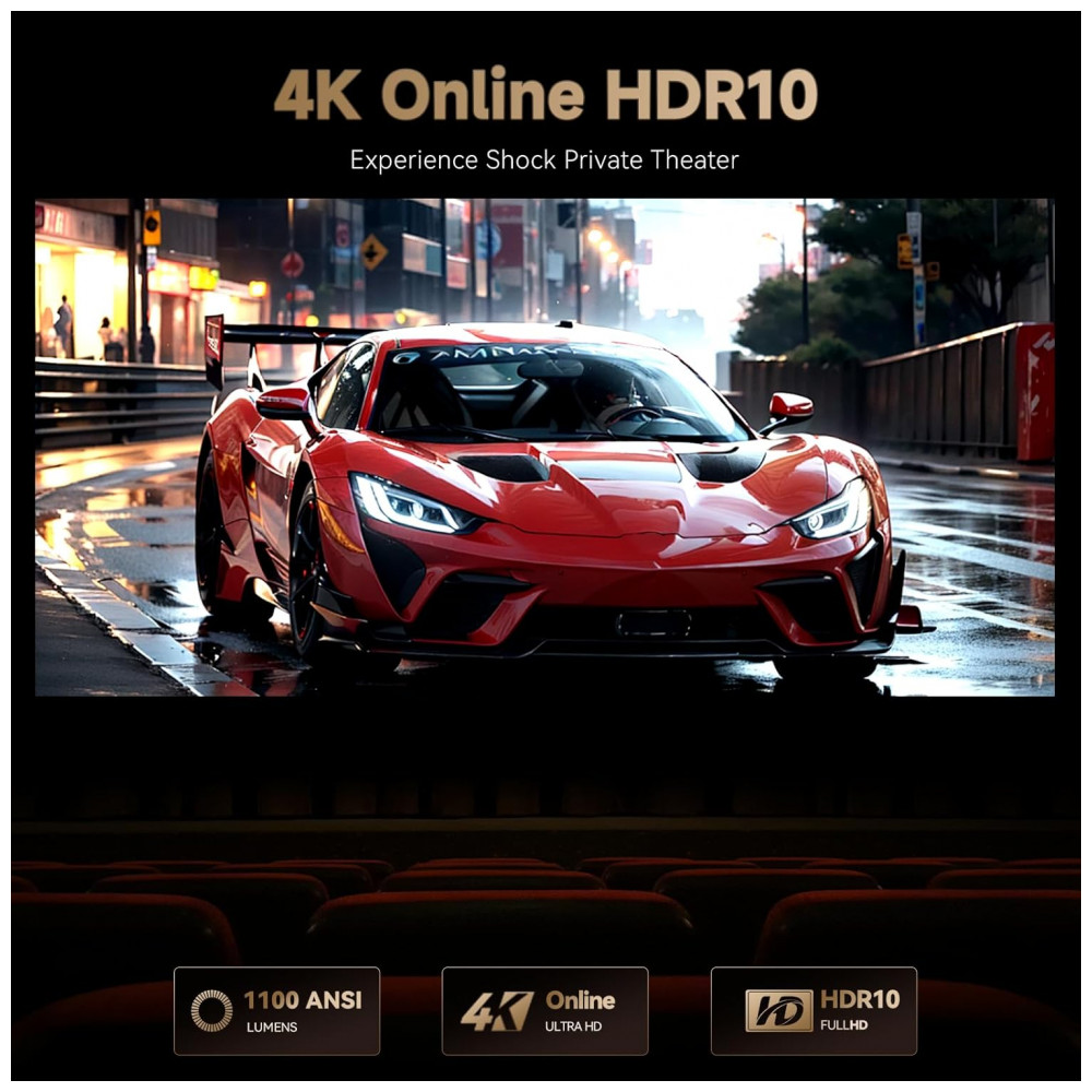 Projetor Wanbo X5 Pro Google TV 4K com 1100 ANSI Lumens, WiFi e Bluetooth, Projetor Inteligente para Casa ao Ar Livre, Foco Automático Keystone, HDMI - Imagem 4