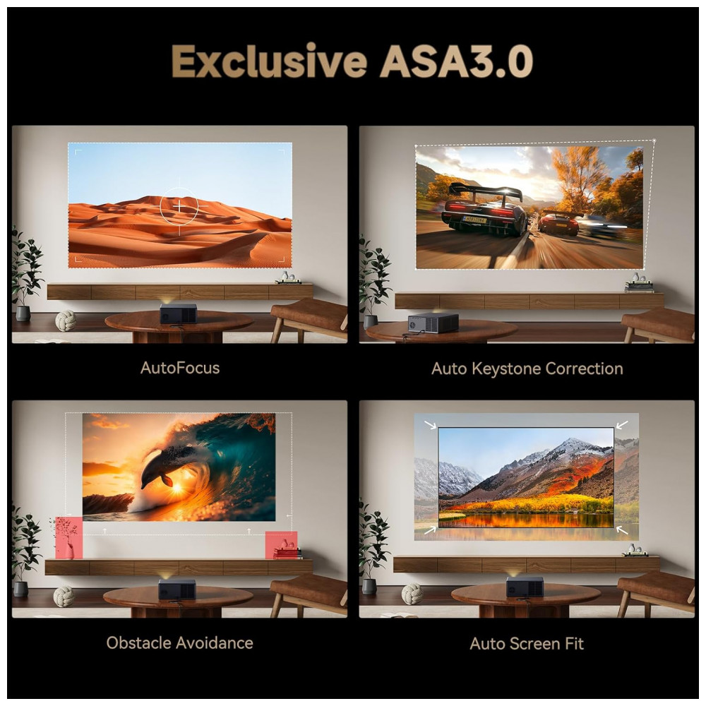 Projetor Wanbo X5 Pro Google TV 4K com 1100 ANSI Lumens, WiFi e Bluetooth, Projetor Inteligente para Casa ao Ar Livre, Foco Automático Keystone, HDMI - Imagem 6