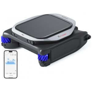 Aspirador Robótico de Superfície para Piscinas DREAME J1 Azul Sistema Dual de Carregamento Solar e DC Aplicativo Inteligente Modelo 2025