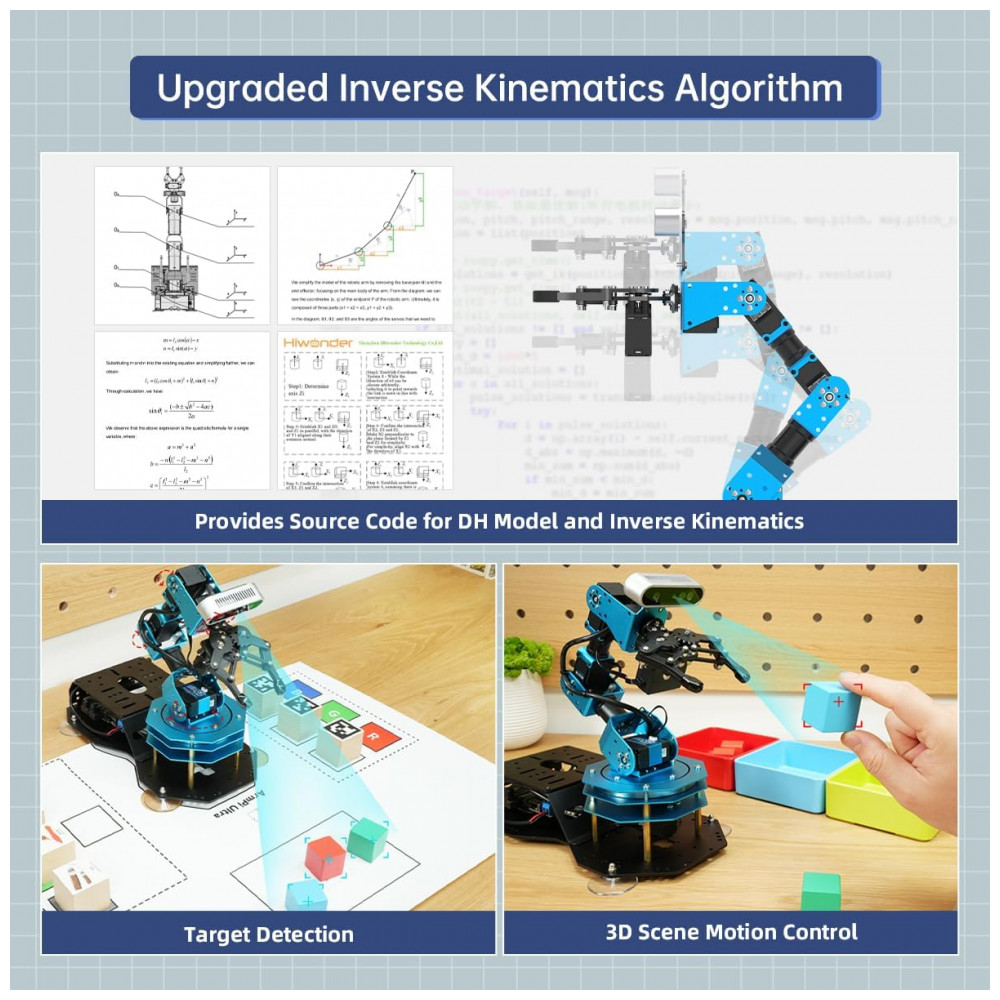 Hiwonder ArmPi Ultra – Braço Robótico 6DOF com ROS2, ChatGPT e Visão Computacional – Kit Avançado para Ensino de Inteligência Artificial e Programação com Raspberry Pi - Imagem 3