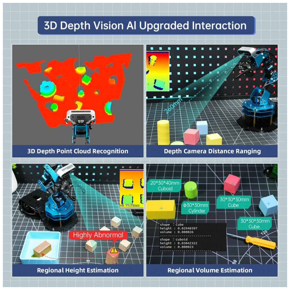 Hiwonder ArmPi Ultra – Braço Robótico 6DOF com ROS2, ChatGPT e Visão Computacional – Kit Avançado para Ensino de Inteligência Artificial e Programação com Raspberry Pi - Imagem 4