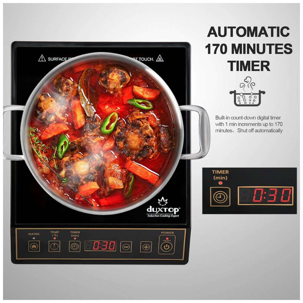 Duxtop 1800W Cooktop de Indução Portátil, Queimador de Bancada, Cor Ouro 9120MCBTM20B - Imagem 3