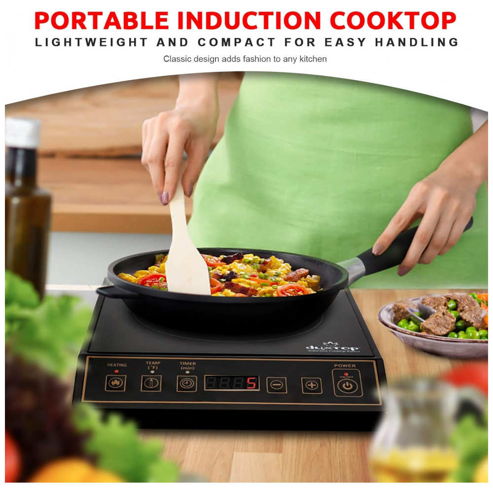 Duxtop 1800W Cooktop de Indução Portátil, Queimador de Bancada, Cor Ouro 9120MCBTM20B - Imagem 6