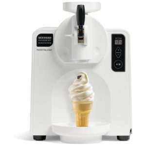 Máquina de Sorvete Soft Serve Nostalgia Branca com Compressor Painel LED 30 Funções Dispensador Automático NFDM1WH 110V