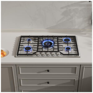 Cooktop a gás 5 queimadores Robam inox 36cm série Turbo Flame queimadores em latão proteção contra falha de chama 110V
