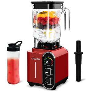 Liquidificador Profissional de Alta Velocidade 23L com Desligamento Automático e Copo Portátil de 600mL 110V 1800W CRANDDI Vermelho