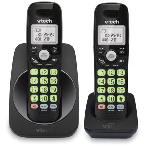 Telefone sem fio VTech VG13121 DECT 6.0 com 2 ramais Bluetooth Visor Azul e Branco Teclas Grandes Viva-voz Identificador de Chamadas Montagem.