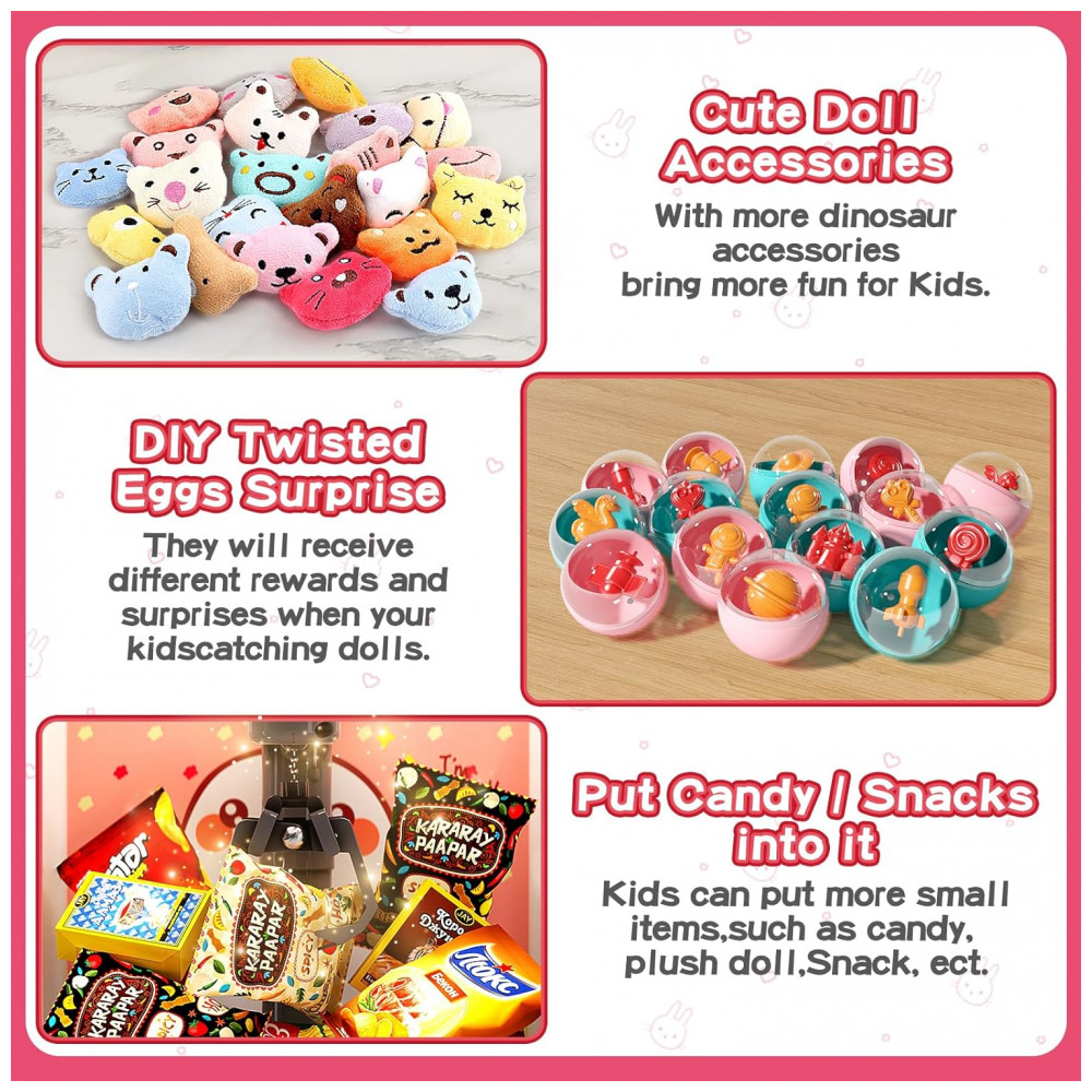 Aiqi Máquina de Garra 30 PCS para Crianças Rabbit/Bunny com Luzes e Sons, Mini Vending Machine Eletrônica para Meninas de 3 a 8 Anos - Imagem 3