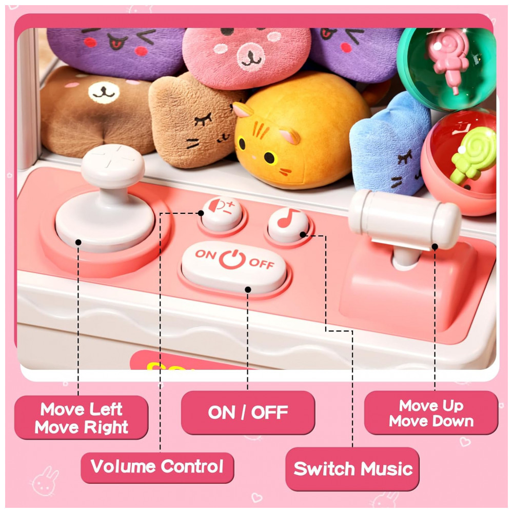 Aiqi Máquina de Garra 30 PCS para Crianças Rabbit/Bunny com Luzes e Sons, Mini Vending Machine Eletrônica para Meninas de 3 a 8 Anos - Imagem 5