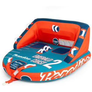 Boia Rebocável para 1 a 2 Pessoas com Costura Reforçada e Acolchoamento EVA Paradise Water Sports Azul e Laranja